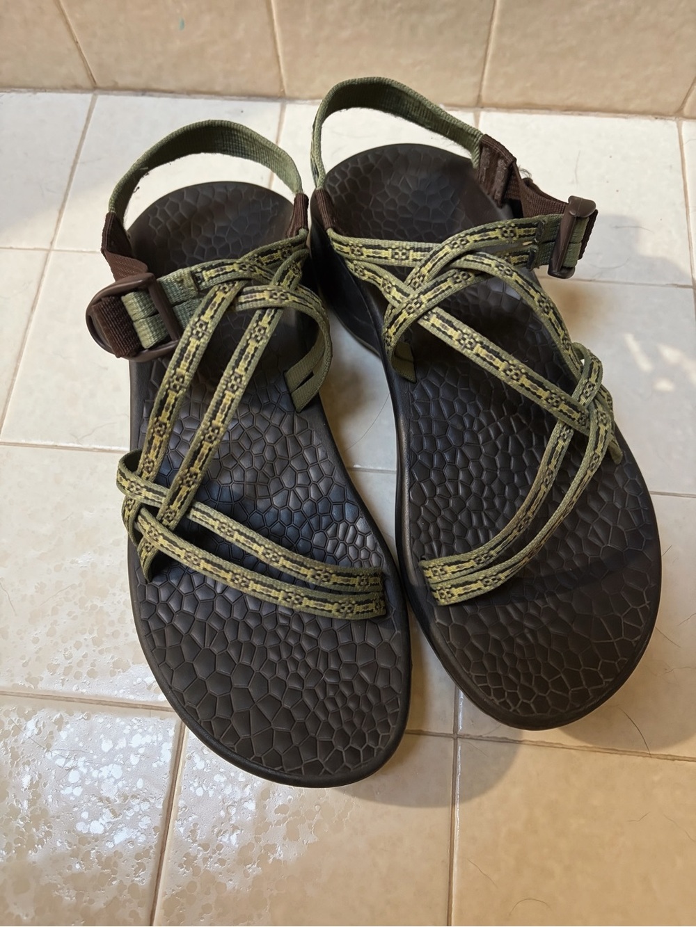 Chaco Olive Green and Brown Strappy Outdoor Sandals